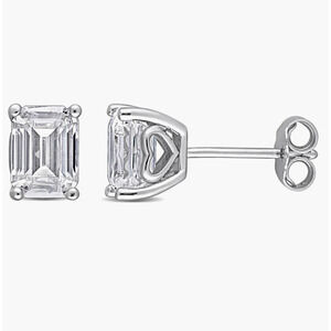 Moissanite Emerald Cut diamond Stud Earrings 1.0 ct color D MSRP 299